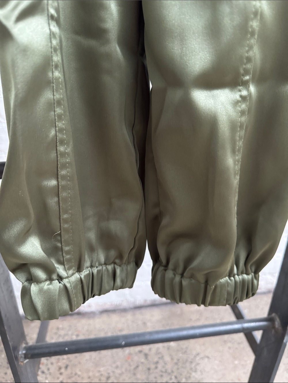 Rachel Zoe Olive Green Satin Utility Jumpsuit with Tie Waist - Picture 5 of 6